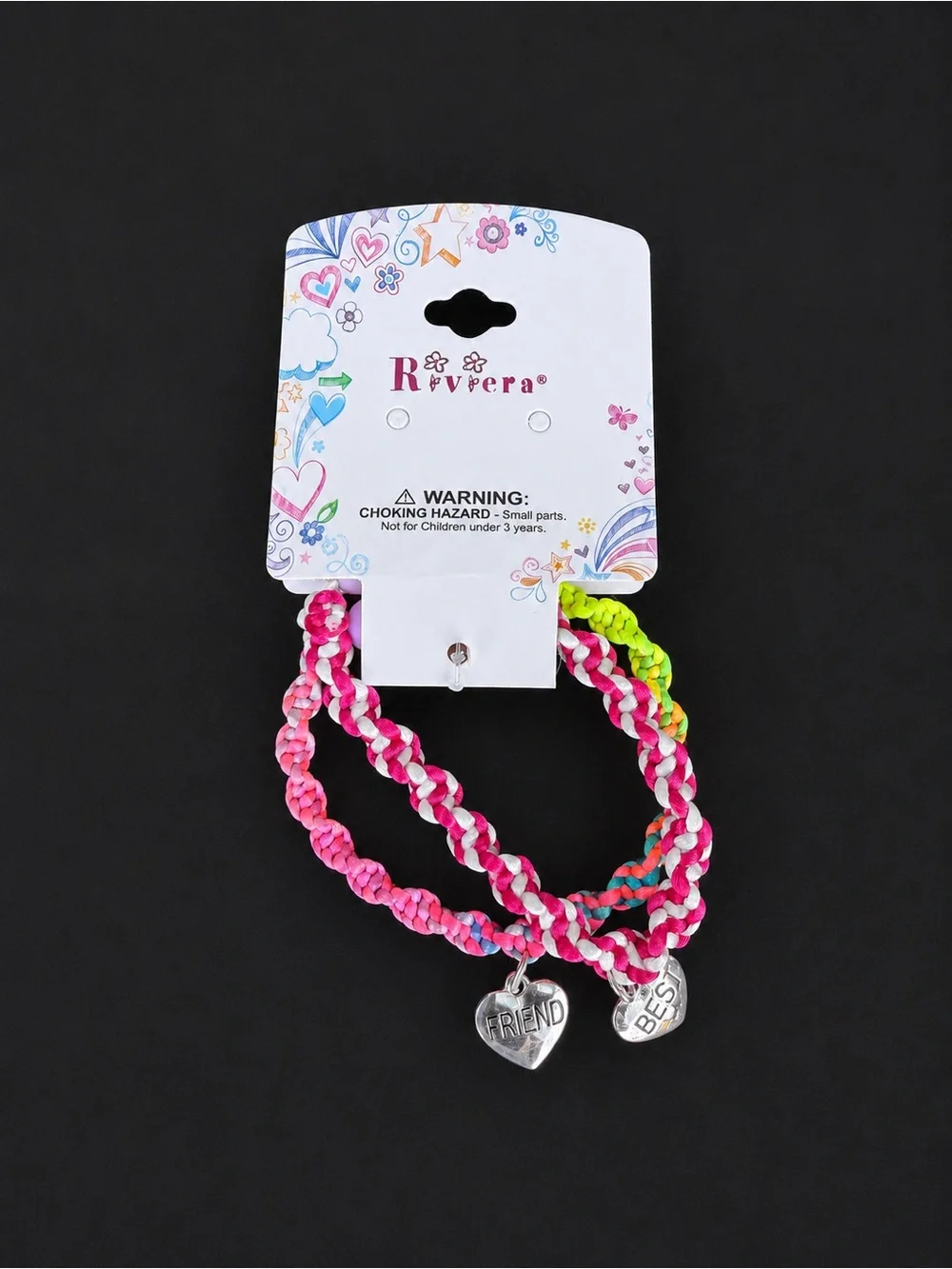 Riviera Neon Pink Braided Best Friend Charm Bracelets